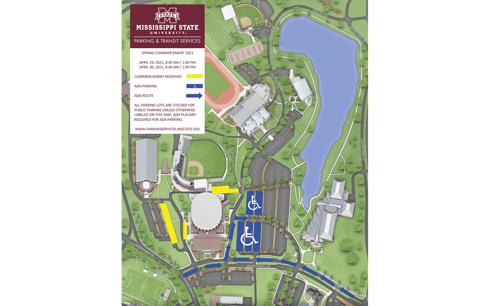 Plan accordingly for graduationday parking Mississippi State University
